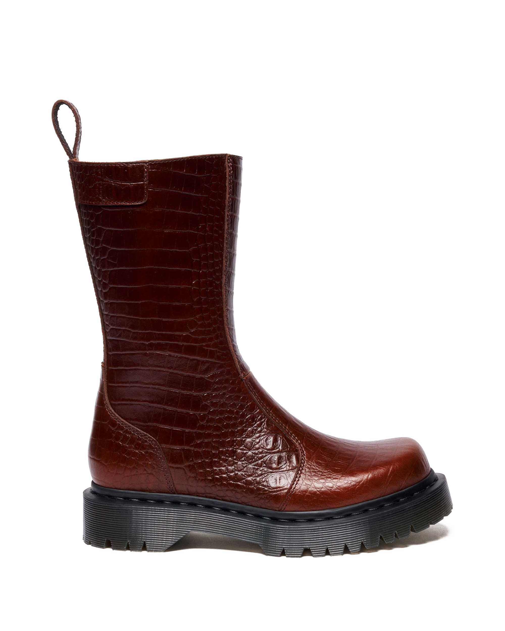 REJENA CROC EMBOSS LEATHER BOOTS