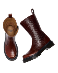 REJENA CROC EMBOSS LEATHER BOOTS
