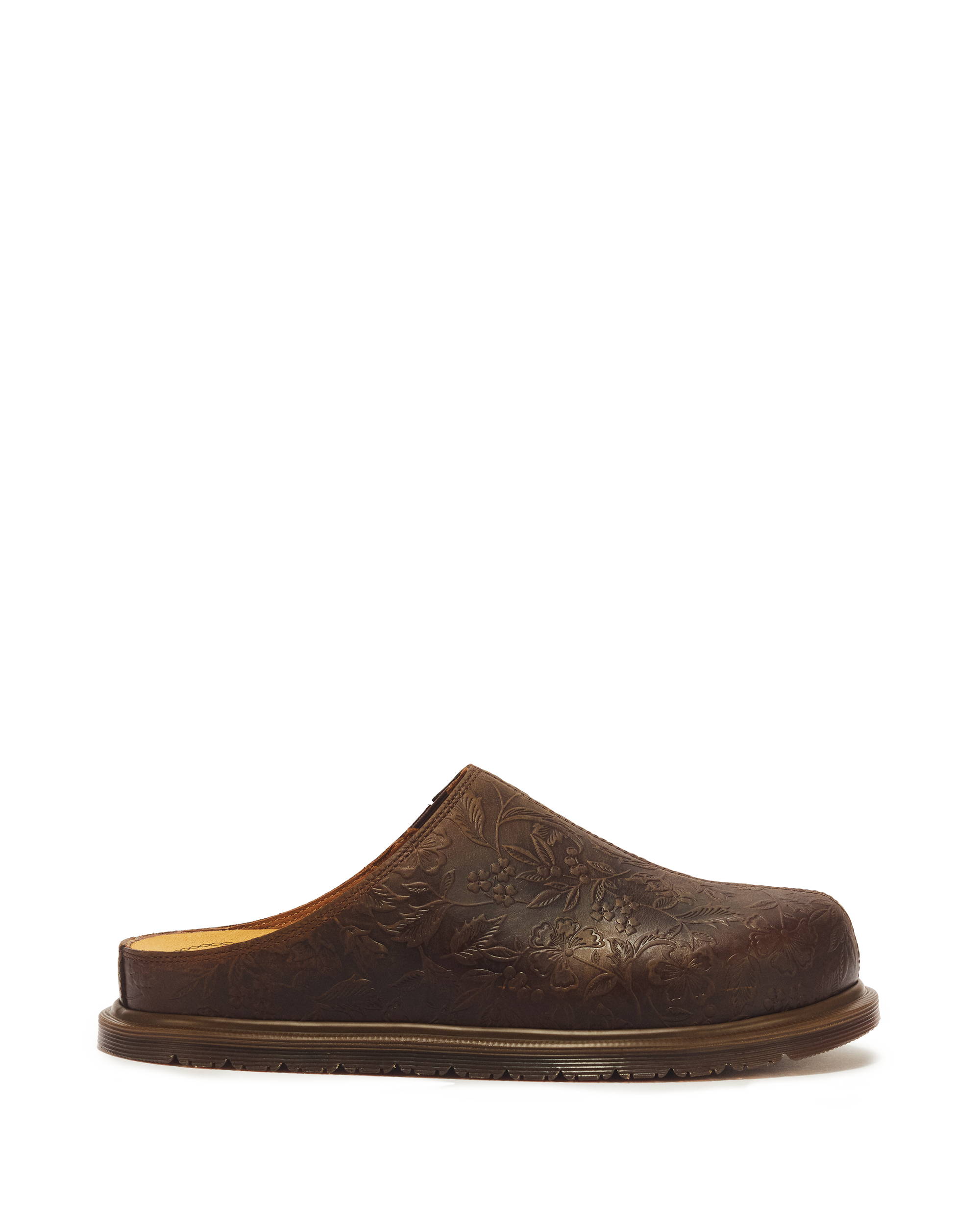 San Floral Emboss Crazy Horse Leather Mules