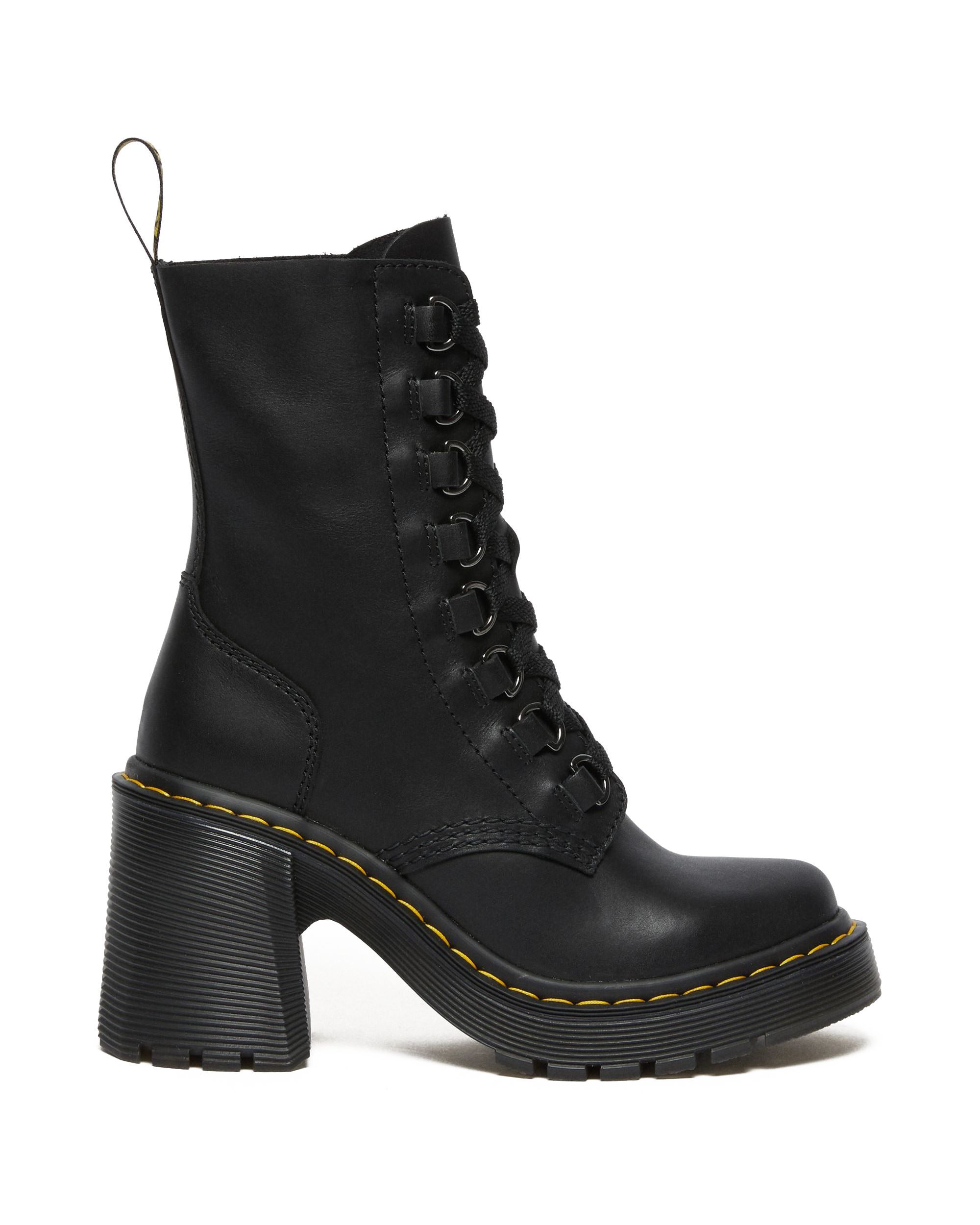 Chesney Leather Flared Heel Lace Up Boots