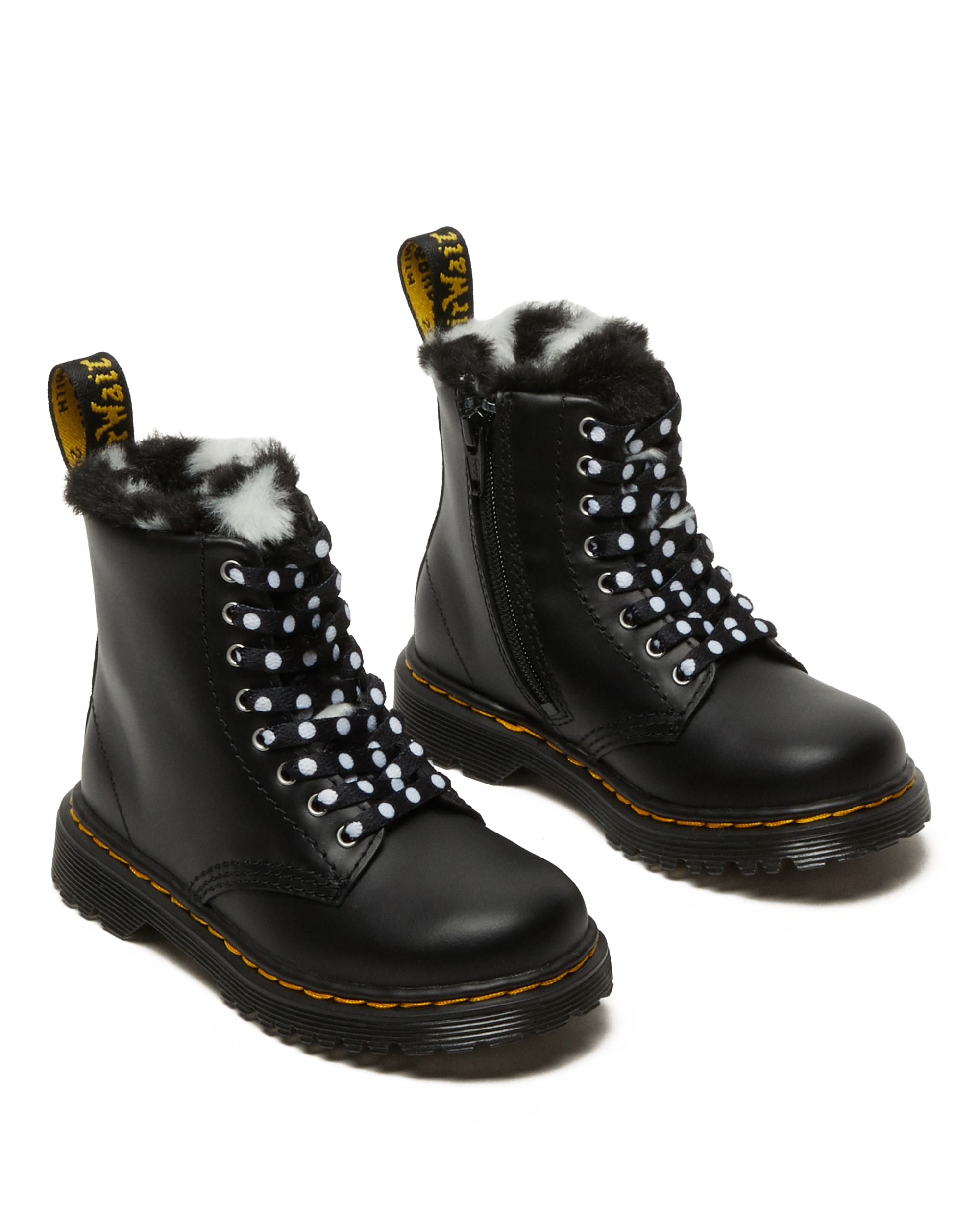 Toddler 1460 Serena Faux Fur Lined Leather Lace Up Boots