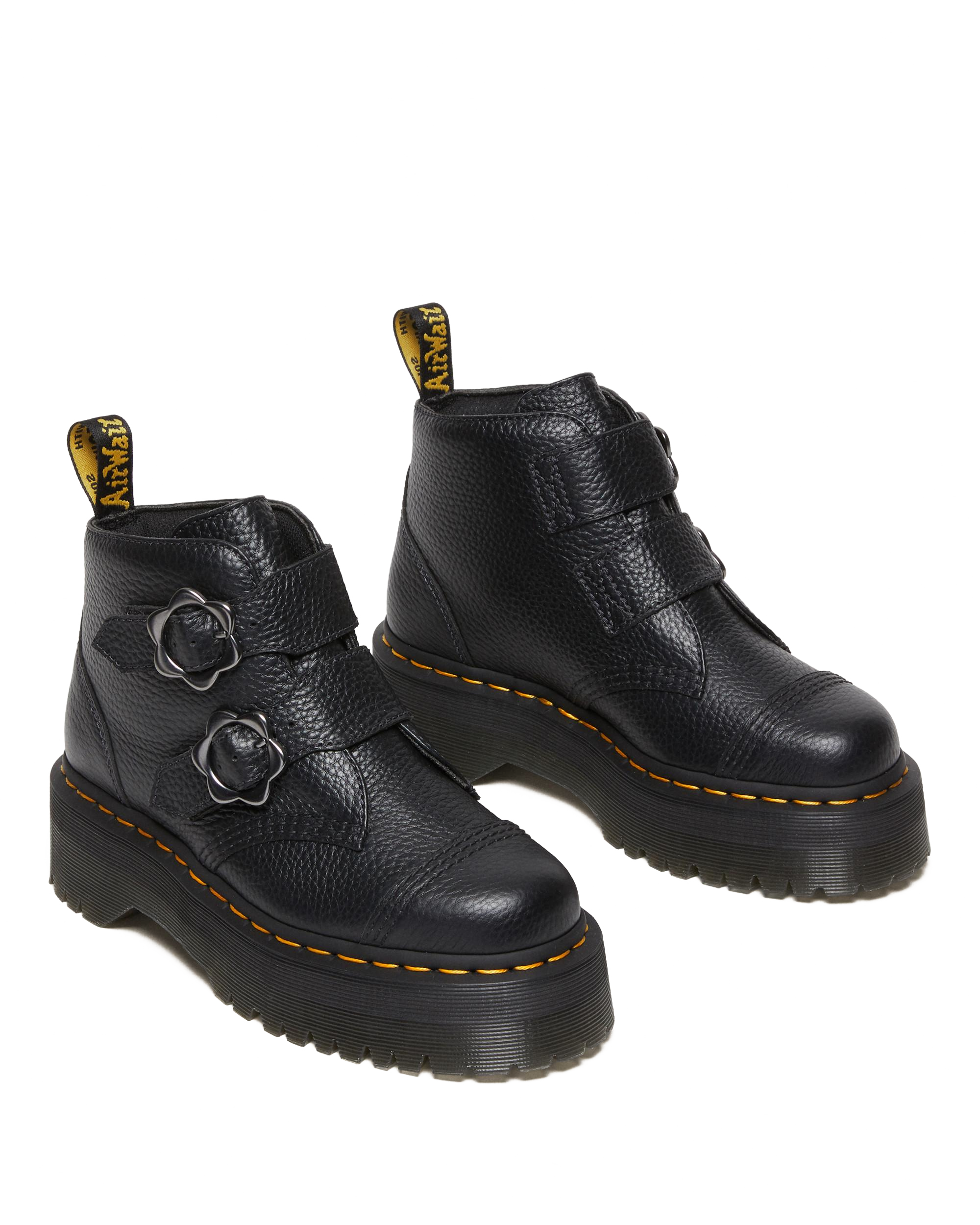 Devon Flower Buckle Leather Platform Boots
