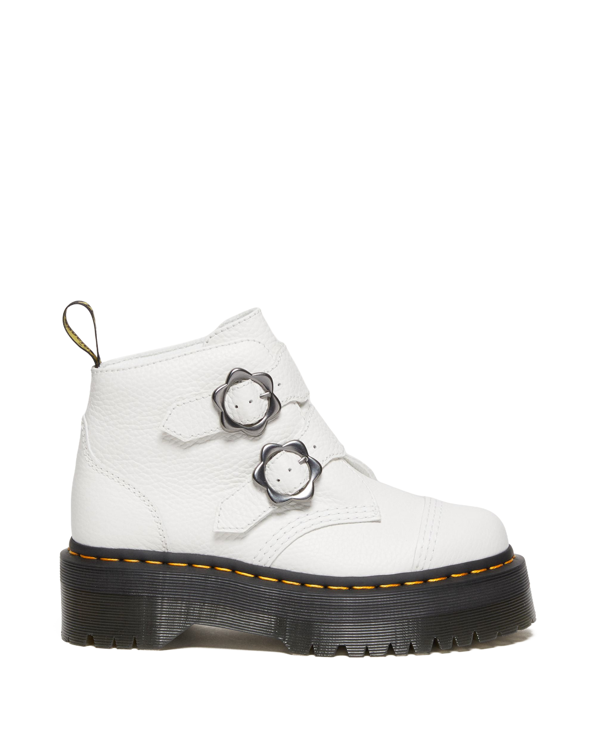 Devon Flower Buckle Leather Platform Boots