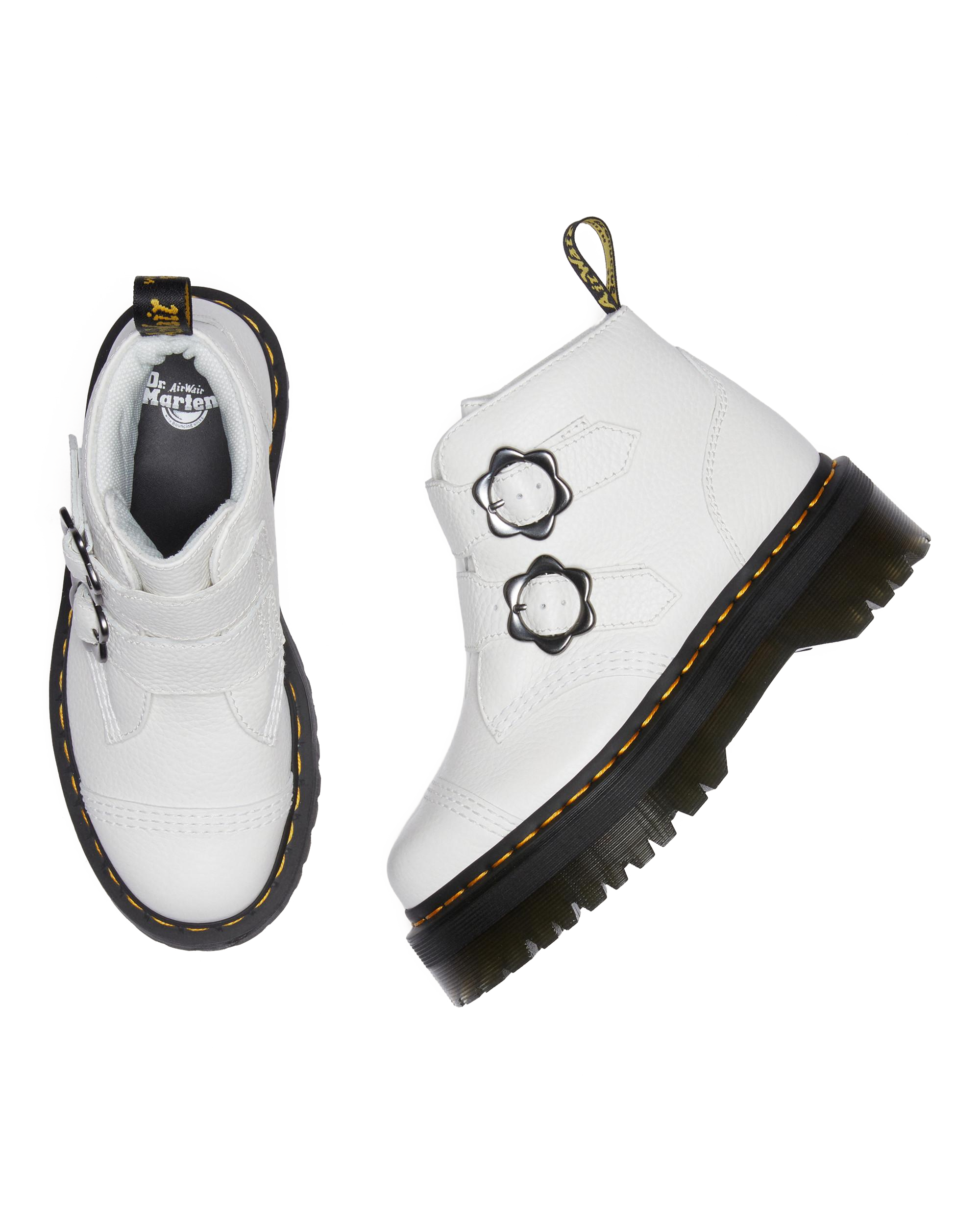 Devon Flower Buckle Leather Platform Boots