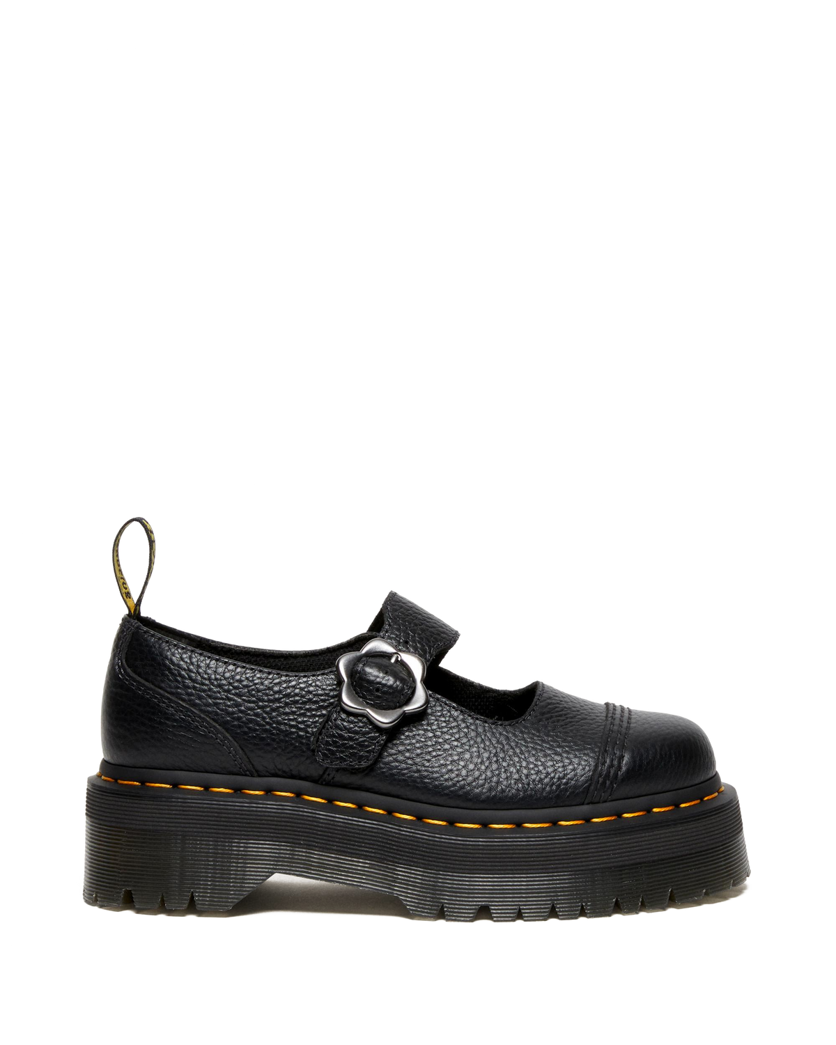 Addina Flower Buckle Leather Platform Shoes