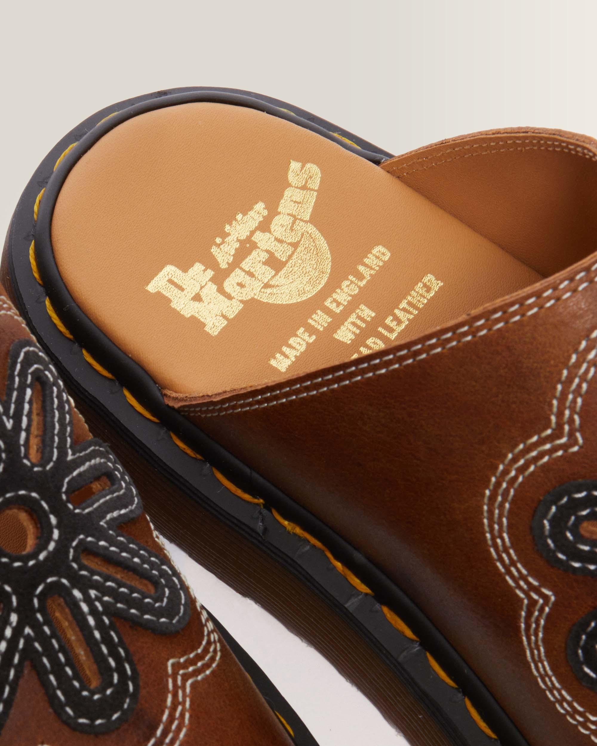 Dayne Made in England Leather & Suede Applique Slides