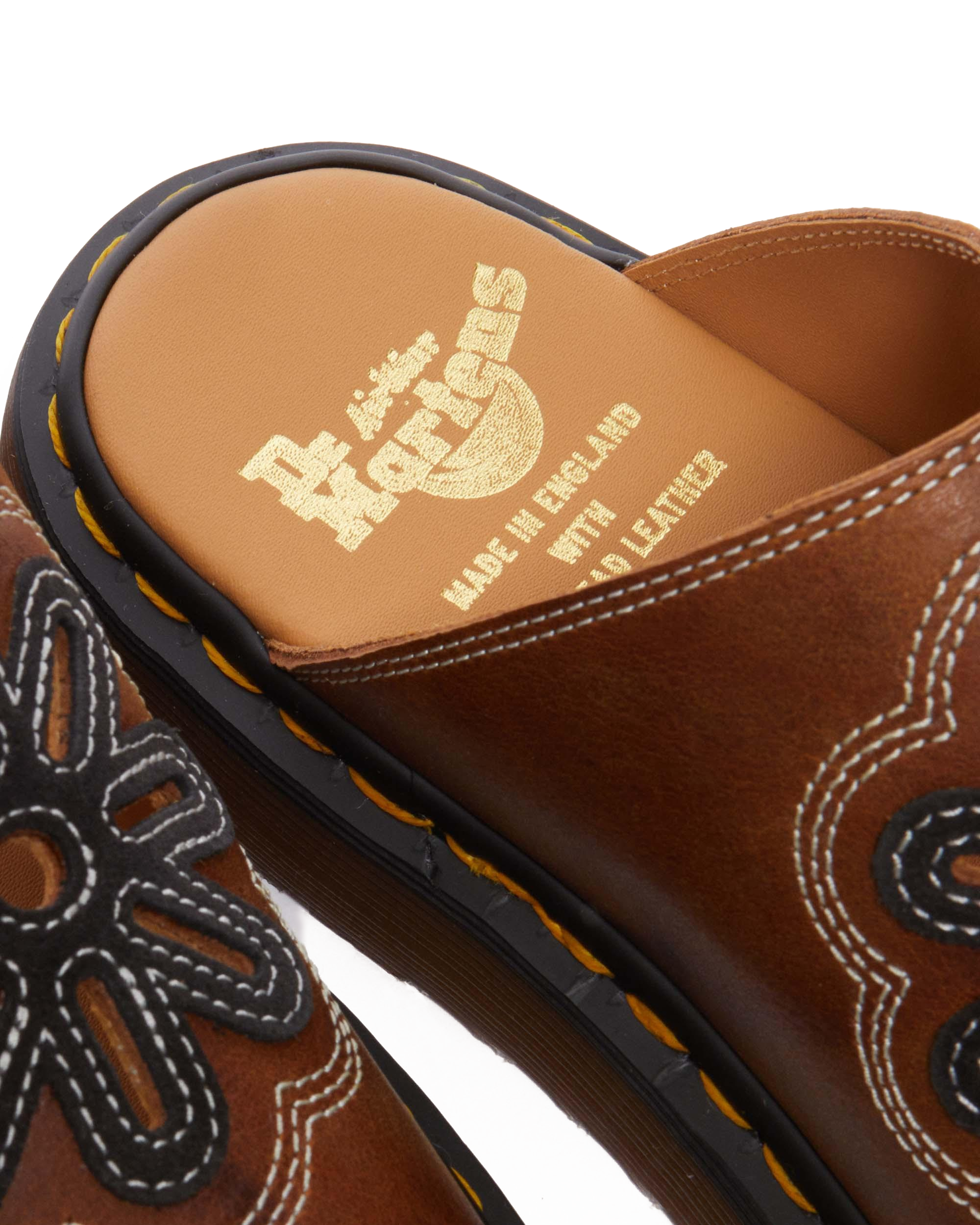 Dayne Made in England Leather & Suede Applique Slides