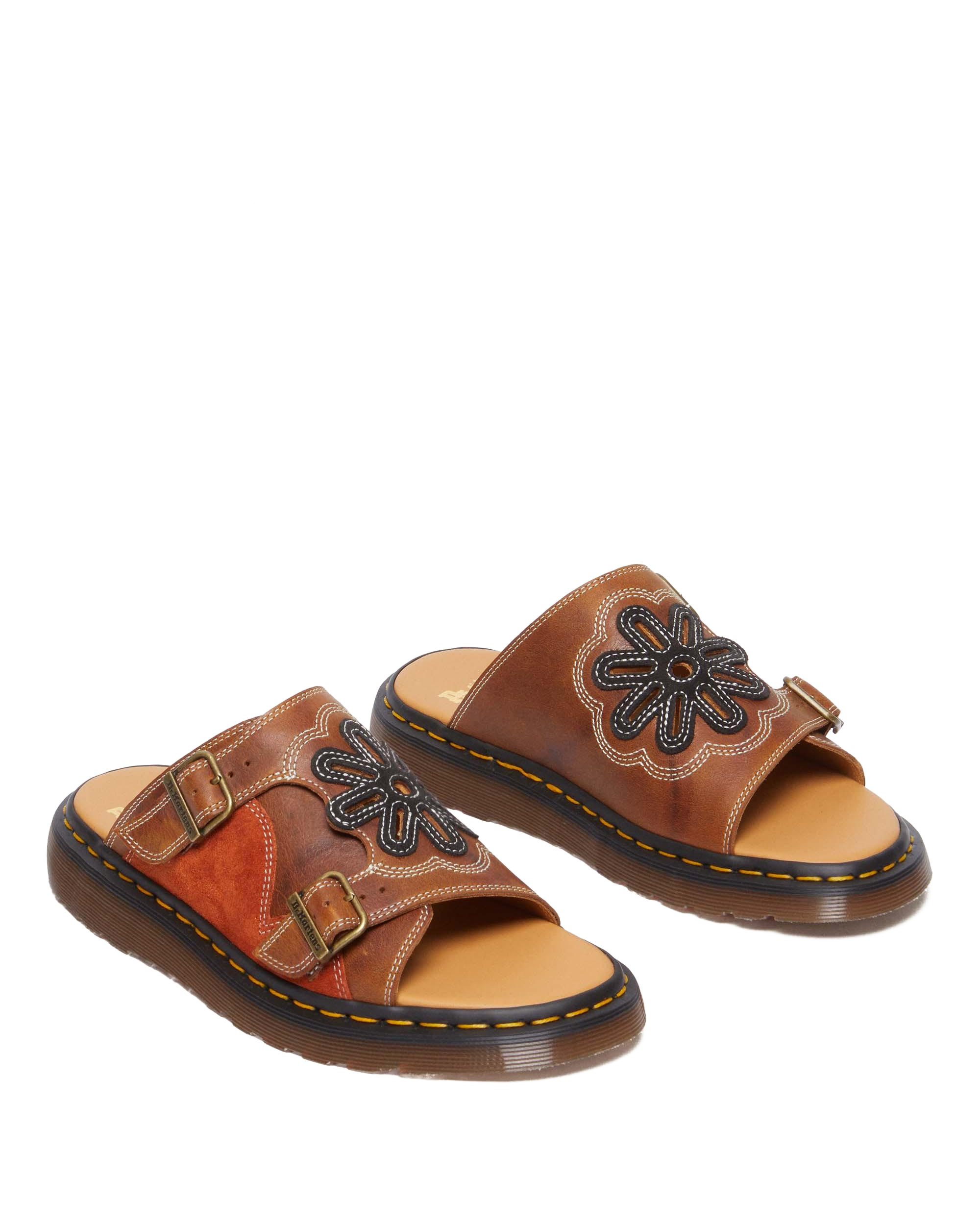 Dayne Made in England Leather & Suede Applique Slides