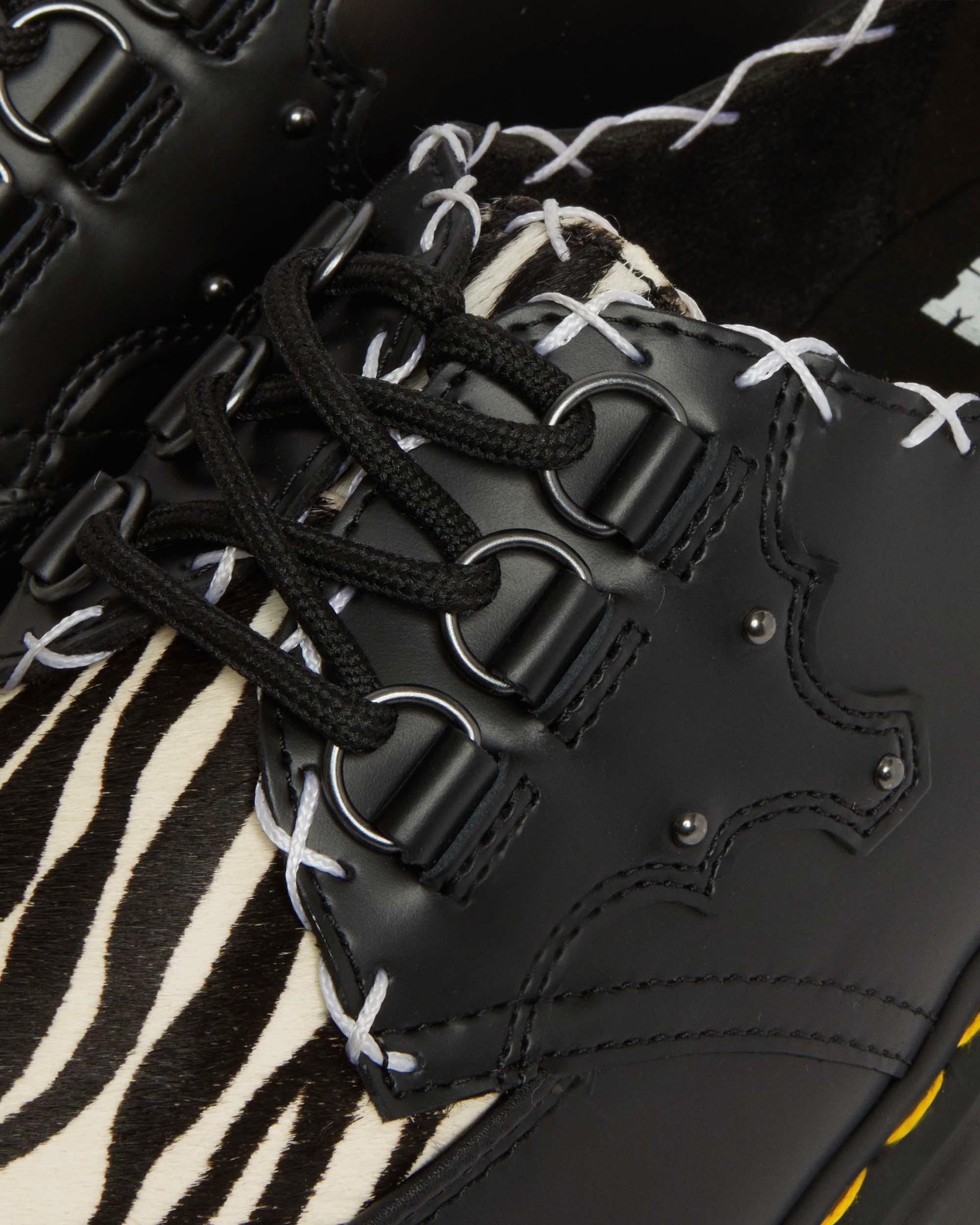 Ramsey 3-Eye Zebra Print & Leather Platform Creepers