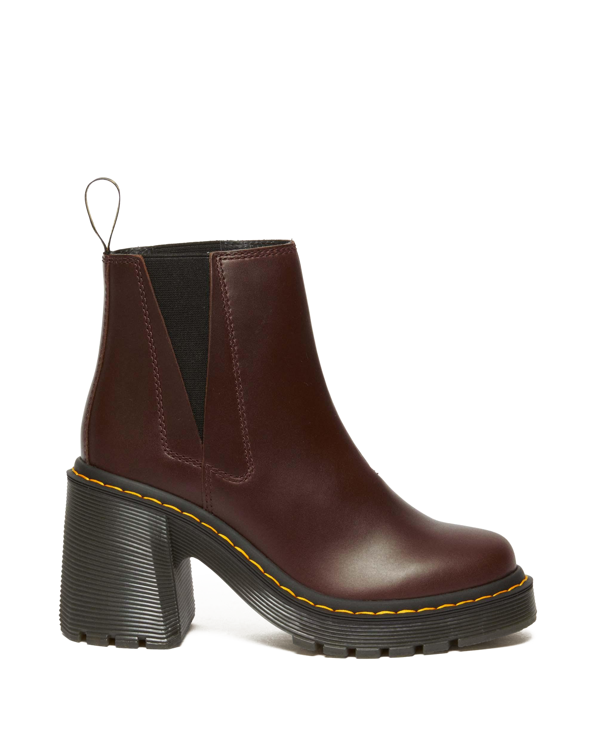 Spence Pull Up Leather Flared Heel Chelsea Boots