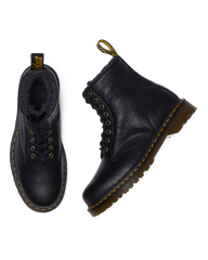 1460 Faux Fur Lined Grizzly Leather Lace Up Boots