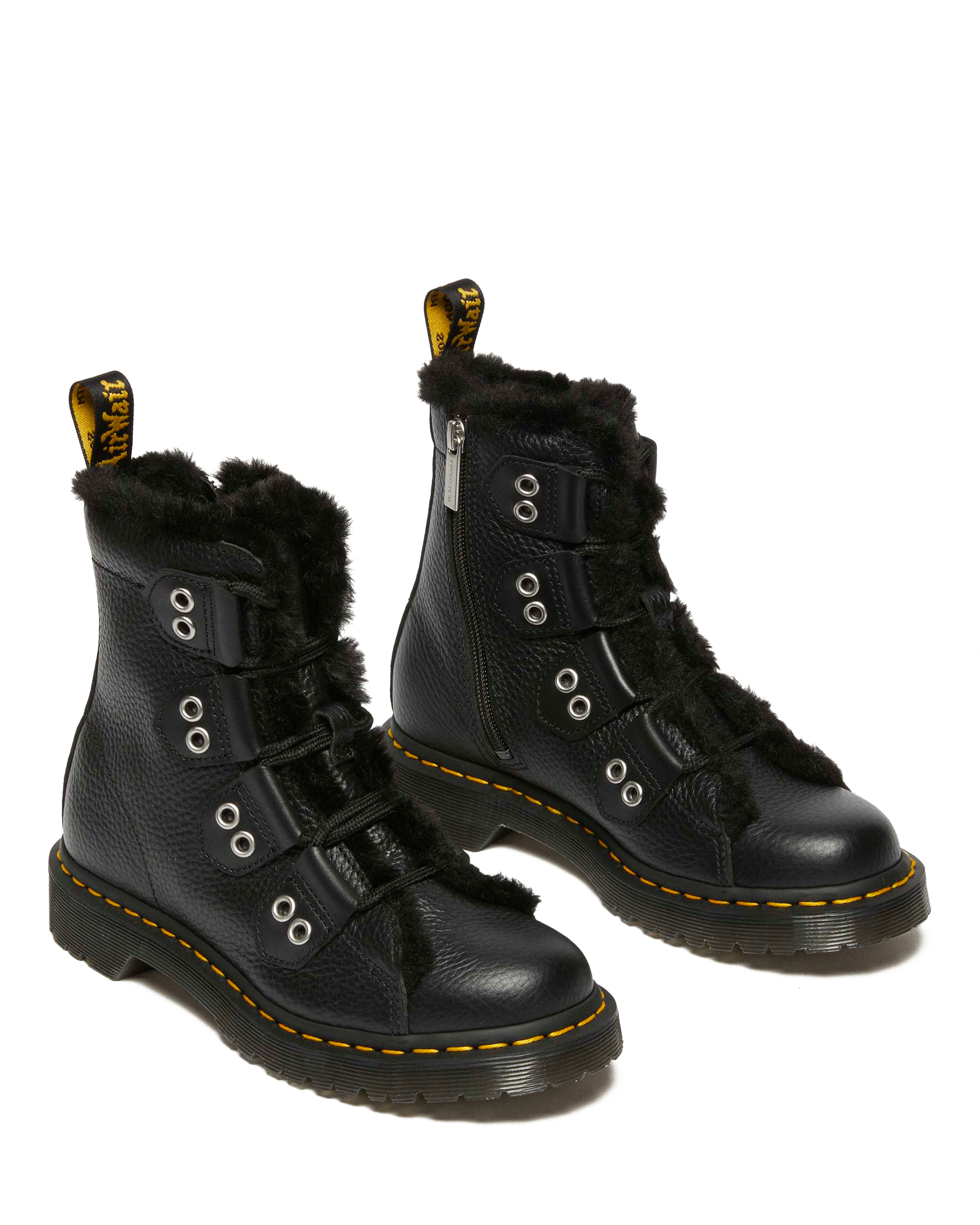 1460 Faux Fur Lined Leather Lace Up Boots