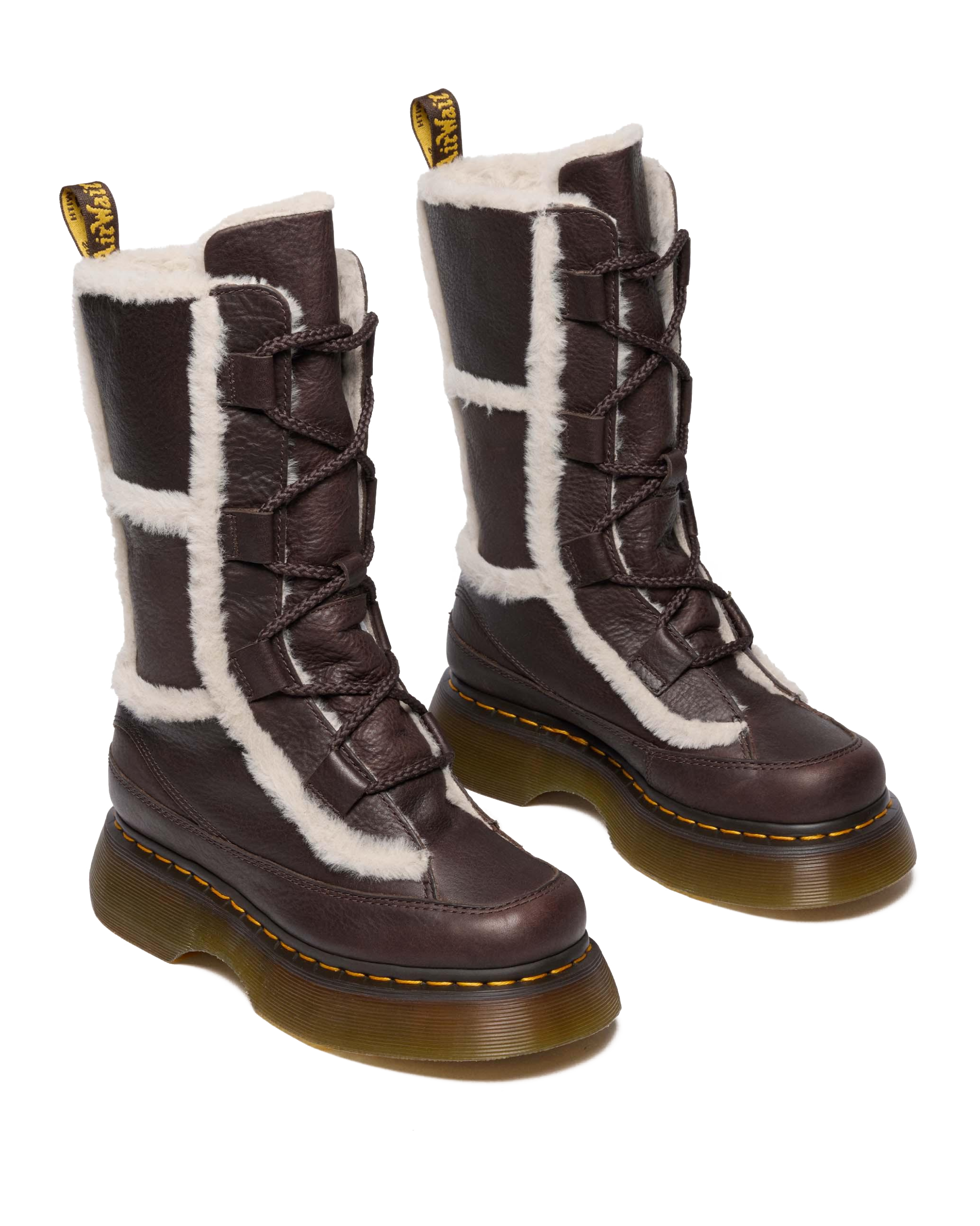 Buzz Lace Up Faux Fur Lined Grizzly Leather Boots
