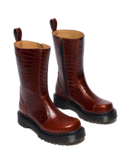 REJENA  CROC EMBOSS  LEATHER BOOTS