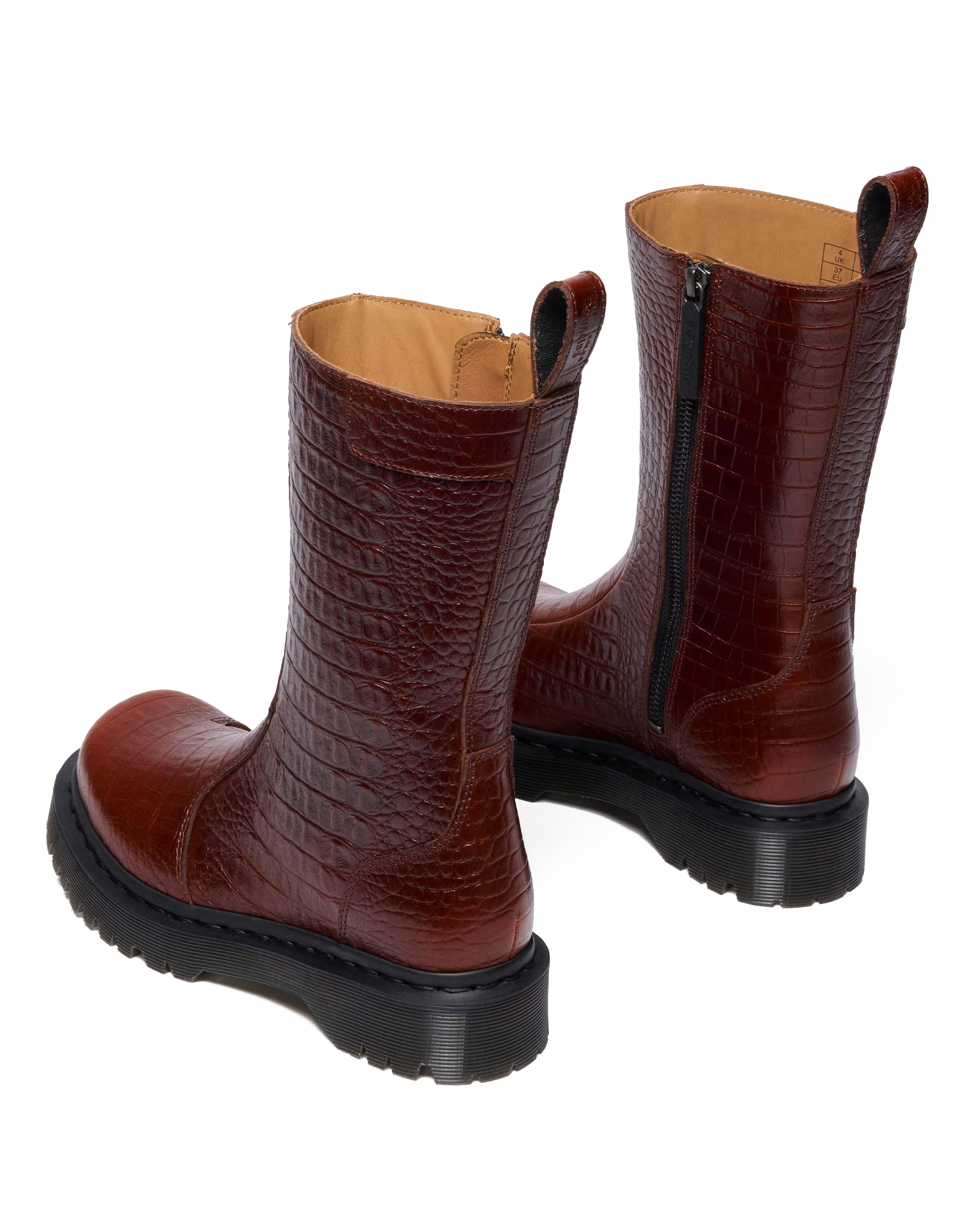 REJENA  CROC EMBOSS  LEATHER BOOTS