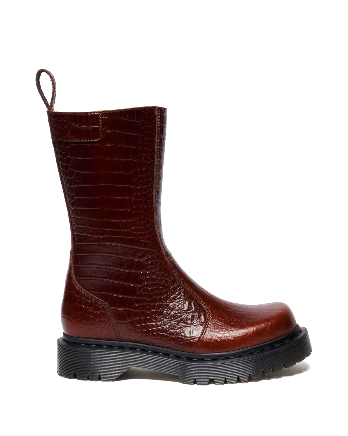 REJENA  CROC EMBOSS  LEATHER BOOTS