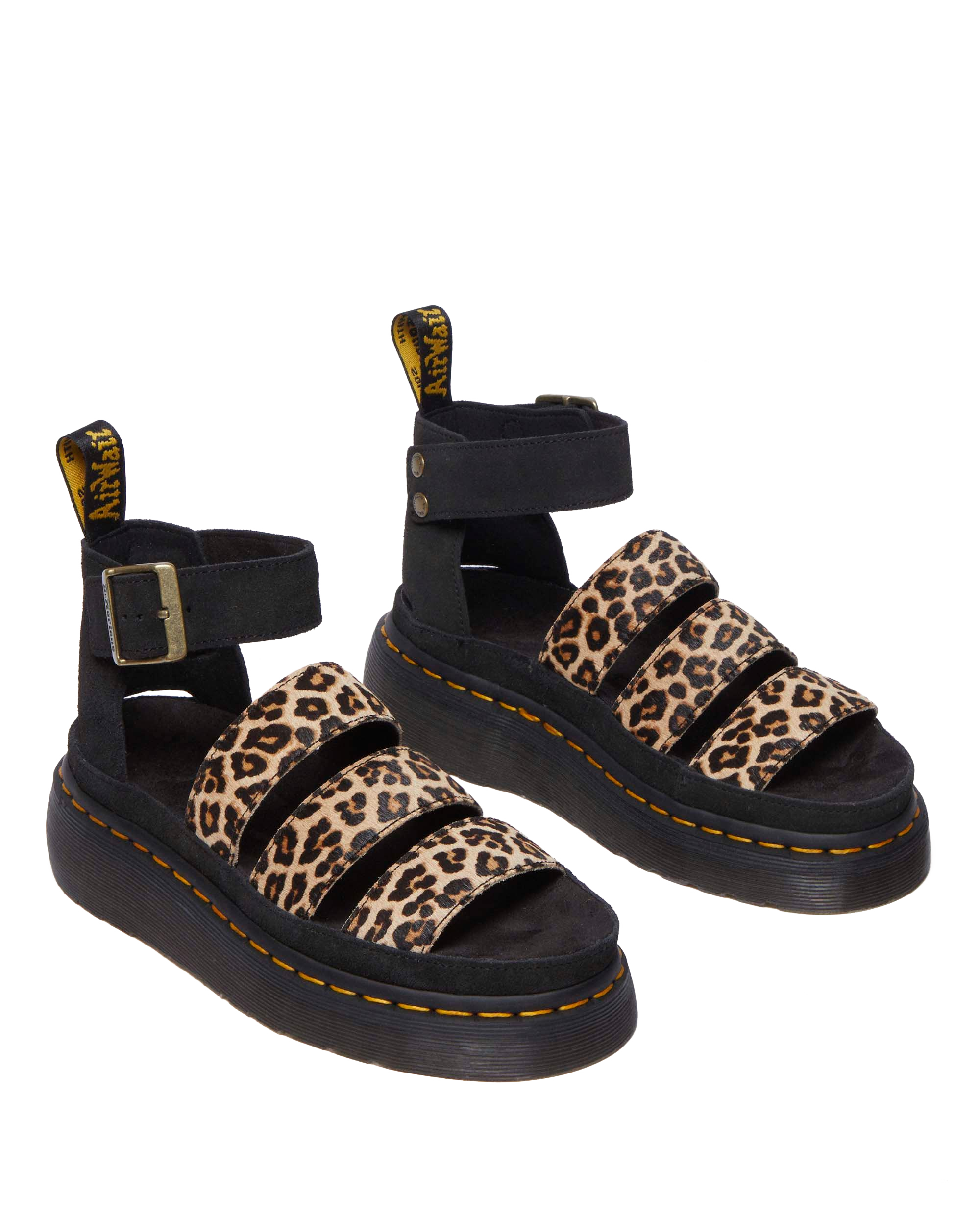 Clarissa II Quad Leopard leather platform sandals
