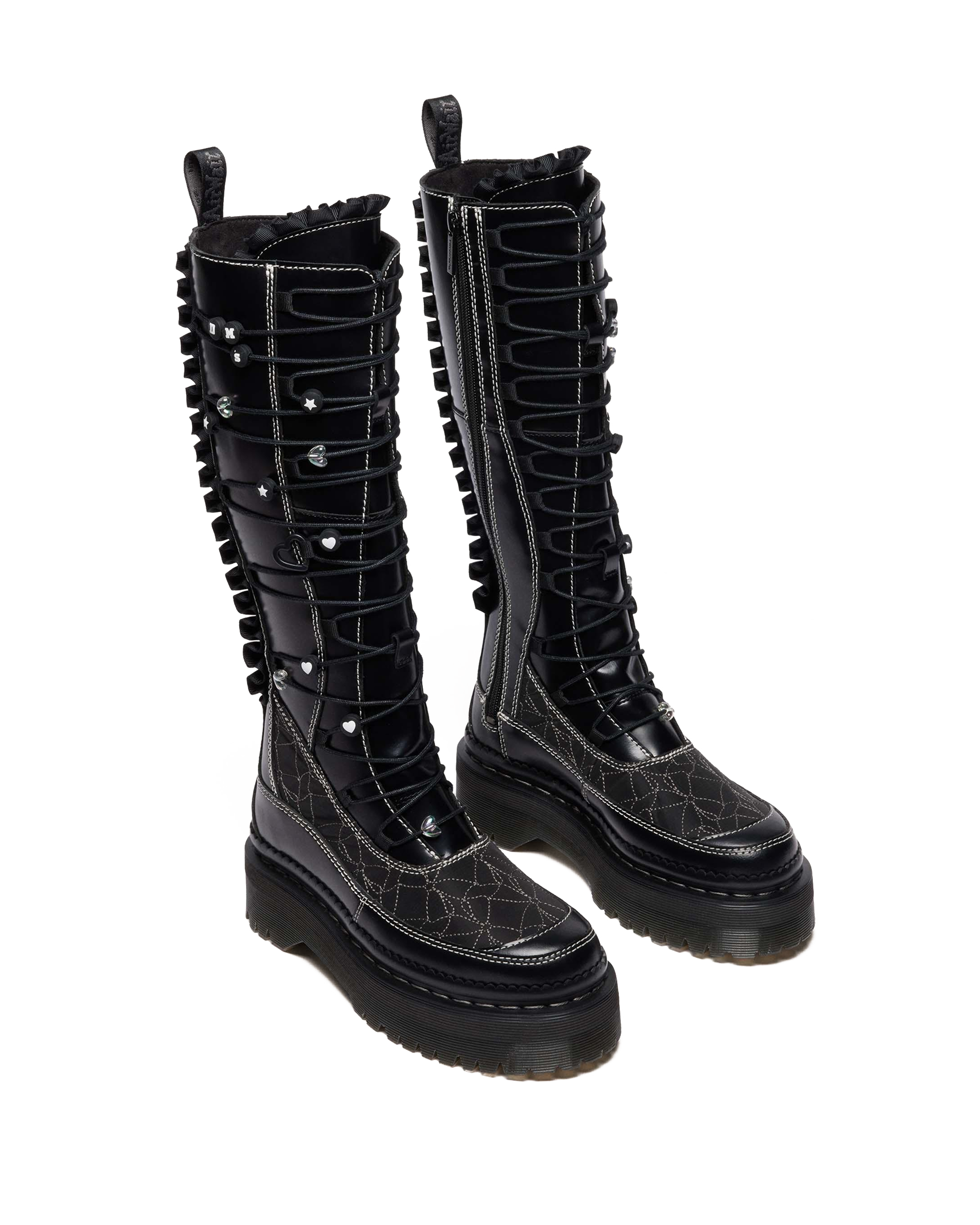 XTRM FRILL PLATFORM LEATHER BOOTS