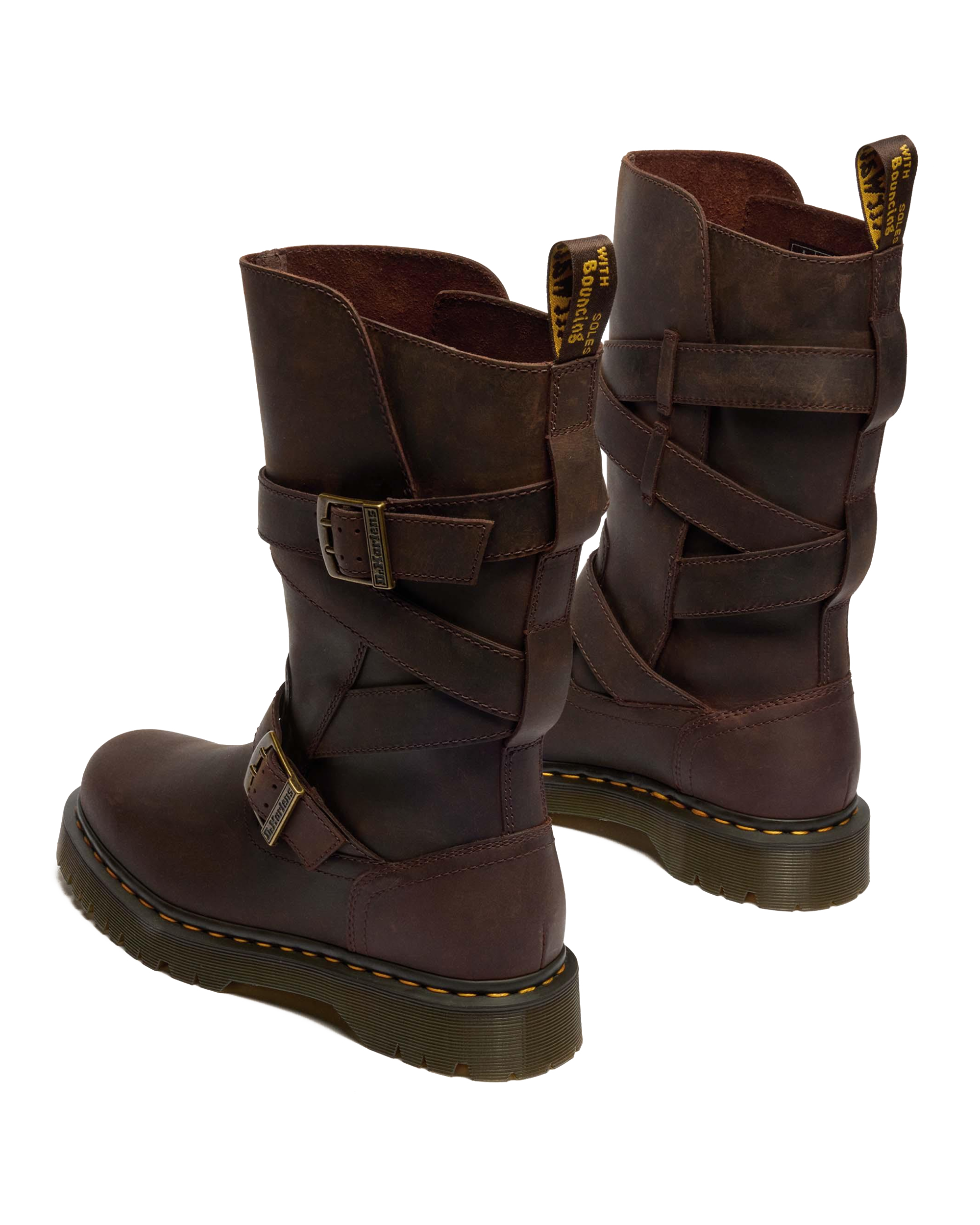 Anistone Two Strap Crazy Horse Leather Biker Boots