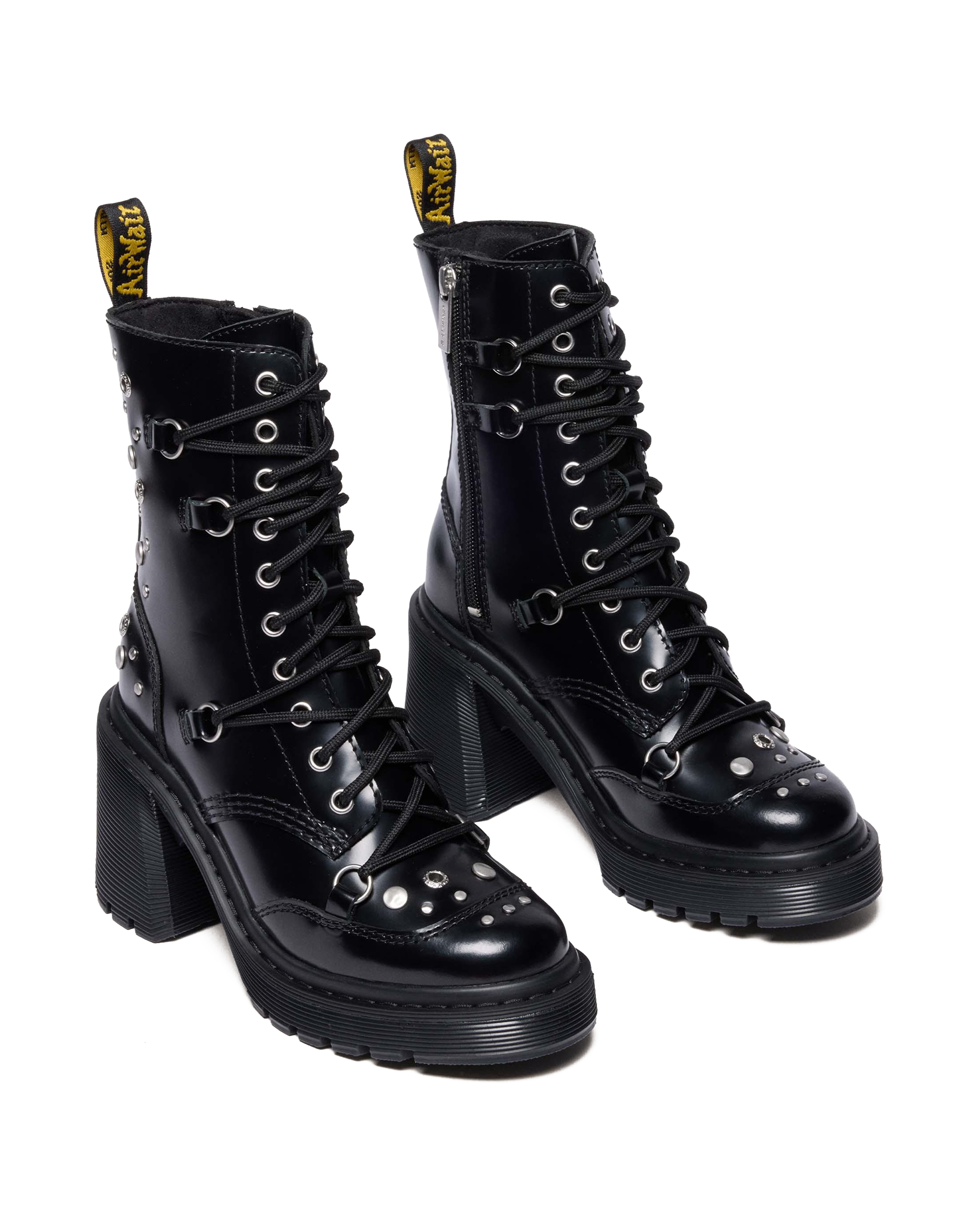 CHESNEY STUDDED BUTTERO LEATHER FLARE HEEL BOOTS