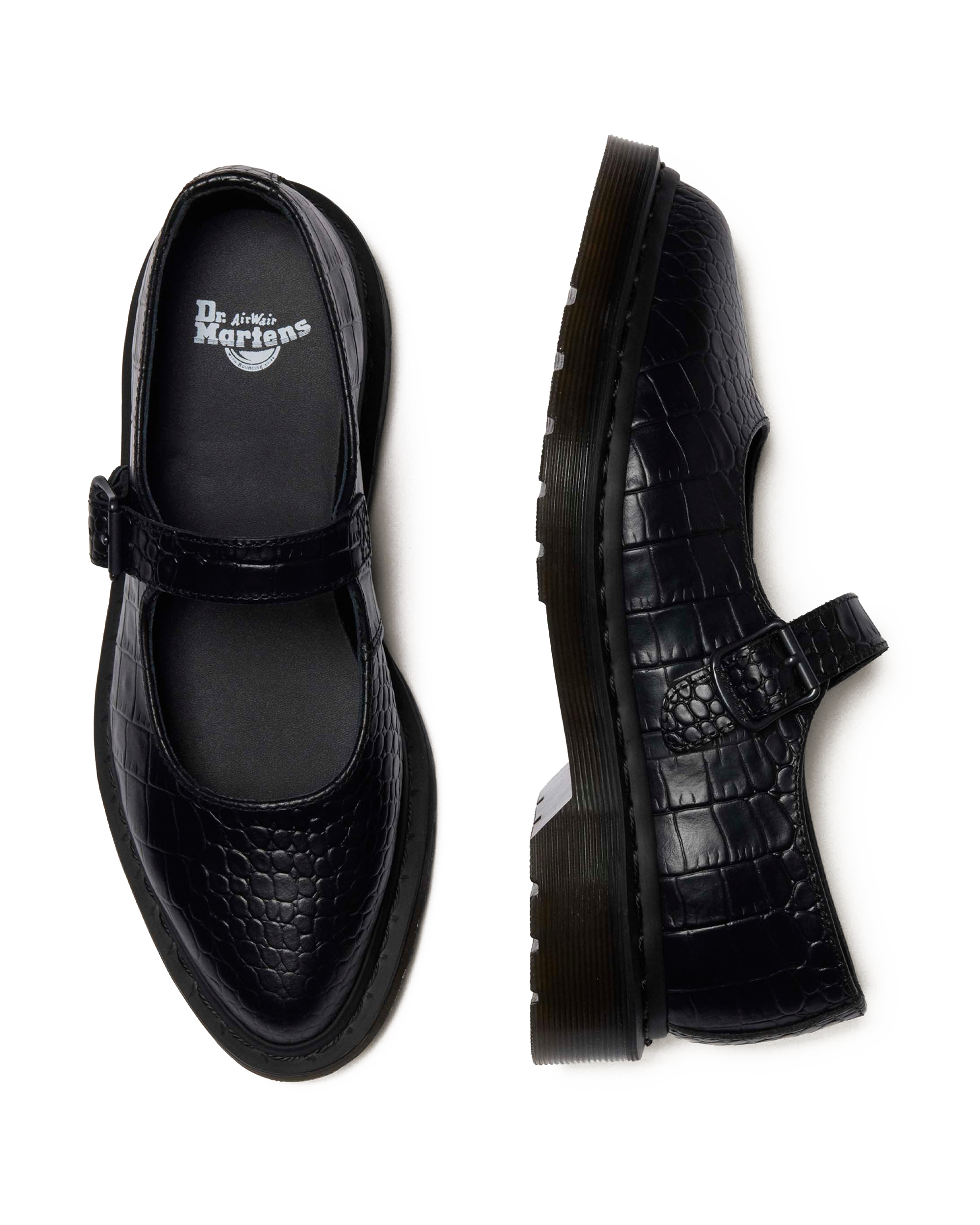 Elphie Mary Jane Emboss Leather Shoes