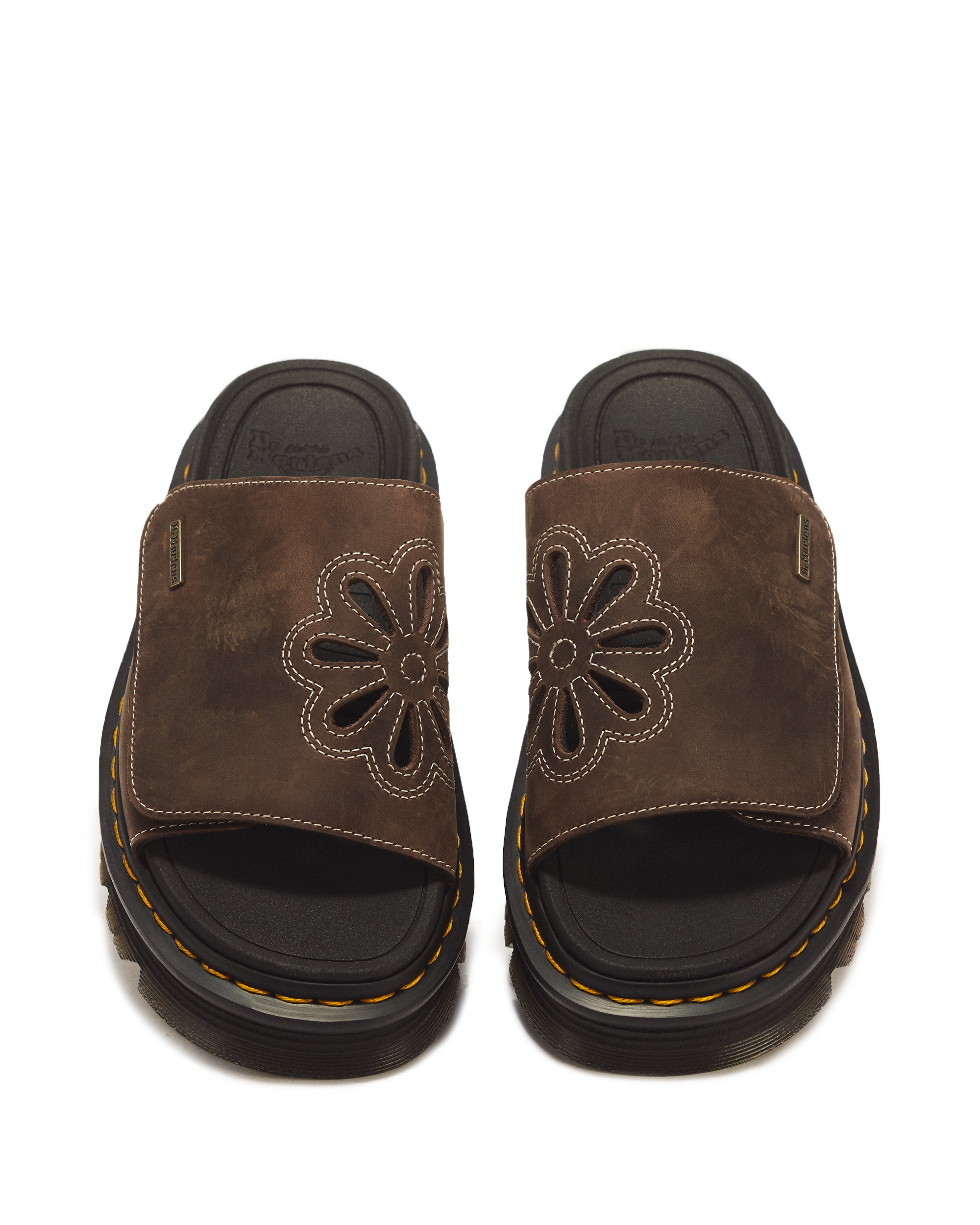 Zebzag Flower Crazy Horse Leather Slides