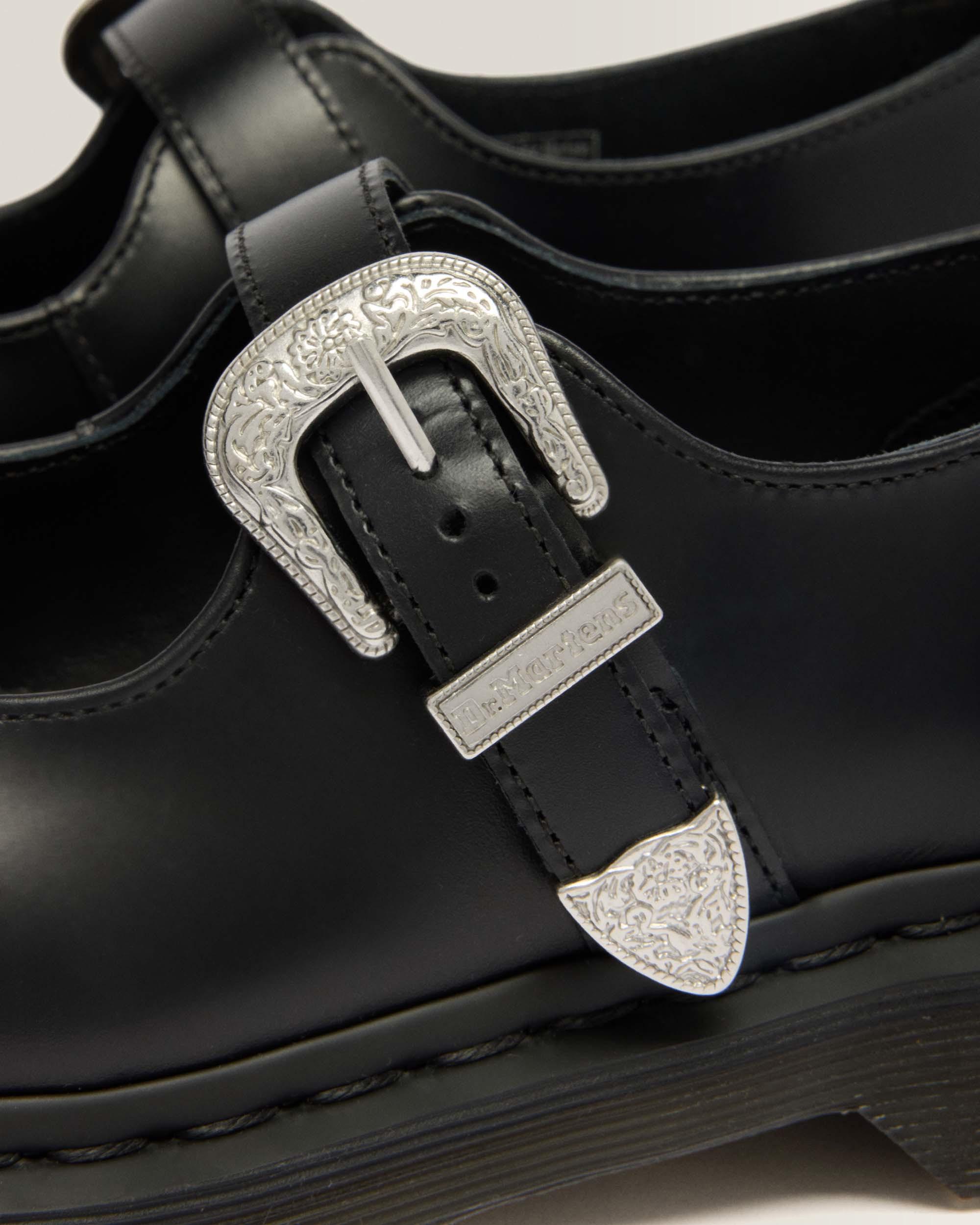 Elphie Mary Jane Buckle Atlas Leather Shoes