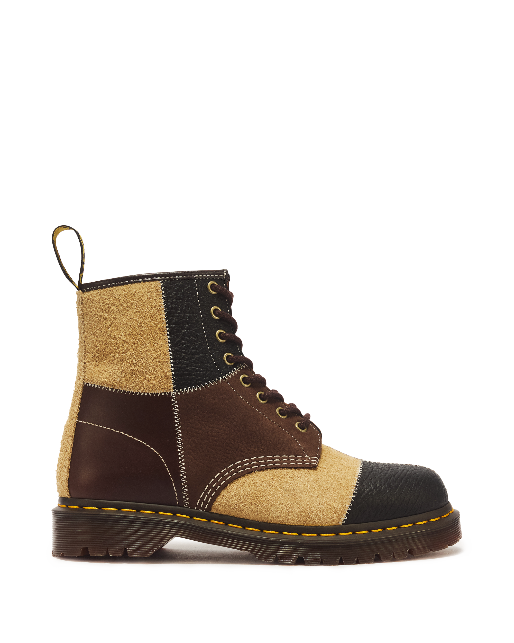 1460 Patchwork 8 Eye Leather & Nubuck Lace Up Boots